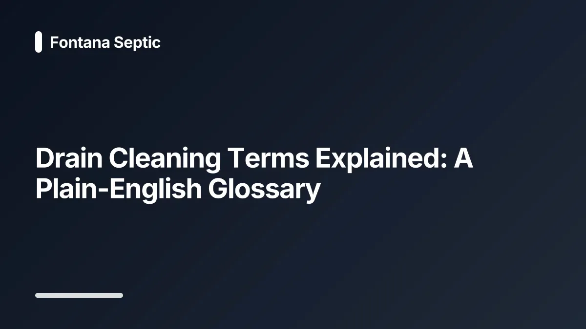 drain cleaning glossary