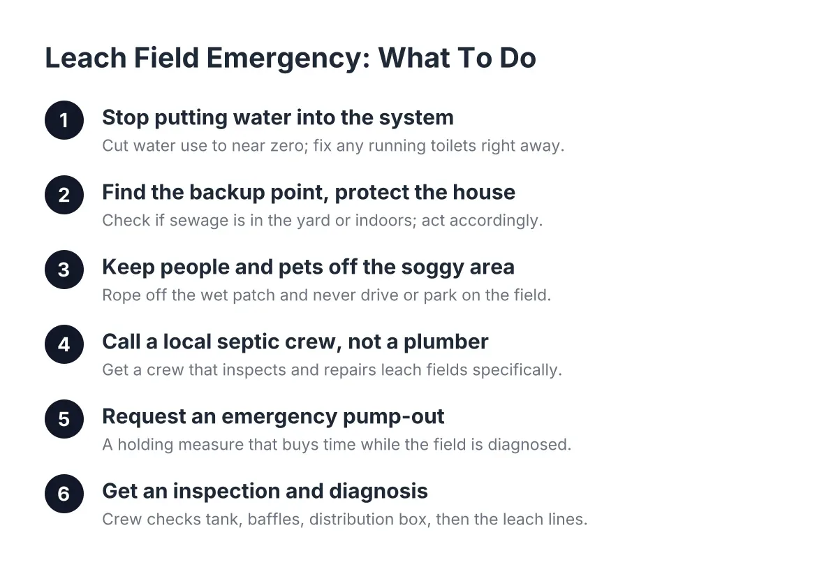 Eight-step checklist for handling an emergency leach field failure