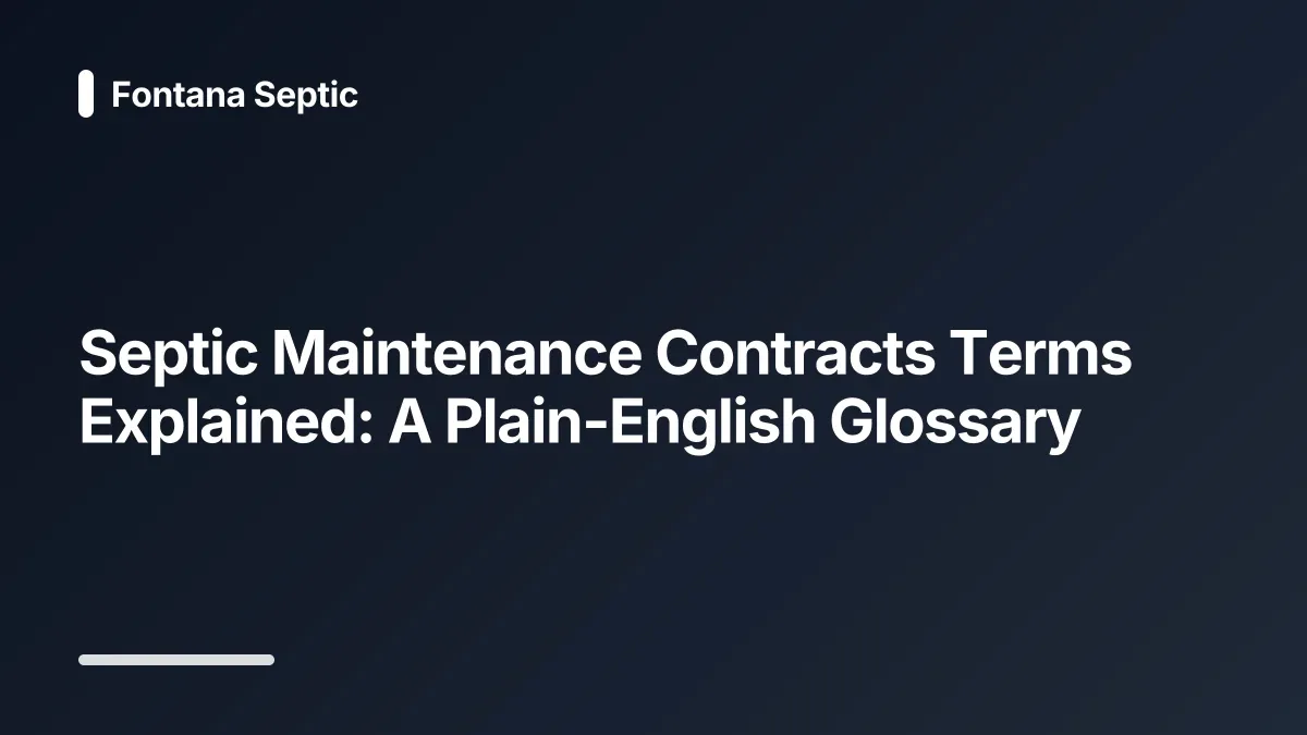 septic maintenance contracts glossary